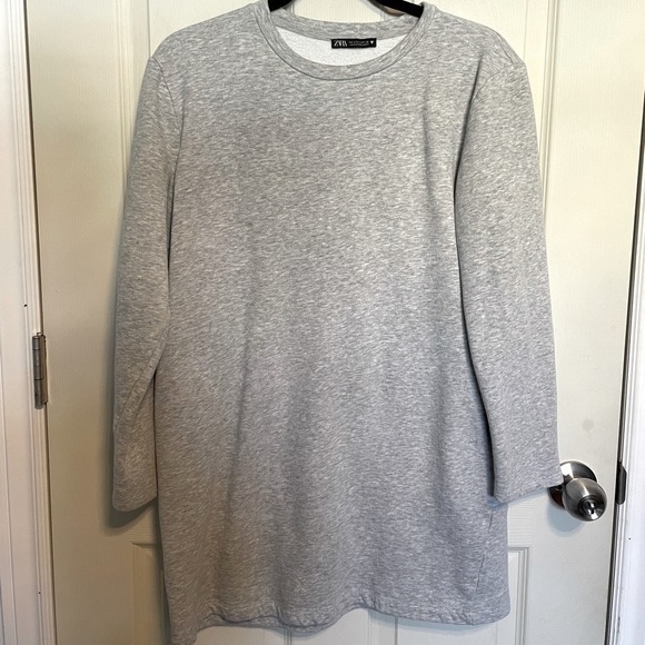 ZARA Plush Jersey Dress Heather Grey - Picture 4 of 8